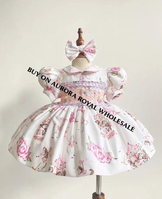 PRE-ORDER&GET NEXT WEEK‼️NEW PACK OF 5 SIZES 🤩EMILY PINK🌸HAND-SMOCKED🪡🧵DRESS PANTIES & HAIR ACCESSORIES🎀 - BABY/TODDLER