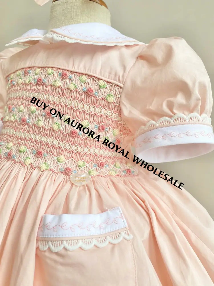 PRE-ORDER & GET NEXT WEEK‼️NEW🍁PACK OF 5 SIZES ISABELLA BABY ORANGE 🌸 HAND-SMOCKED🧵🪡DRESS PANTIES & HAIR ACCESSORIES🎀