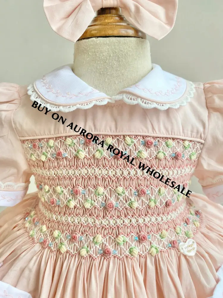 PRE-ORDER & GET NEXT WEEK‼️NEW🍁PACK OF 5 SIZES ISABELLA BABY ORANGE 🌸 HAND-SMOCKED🧵🪡DRESS PANTIES & HAIR ACCESSORIES🎀