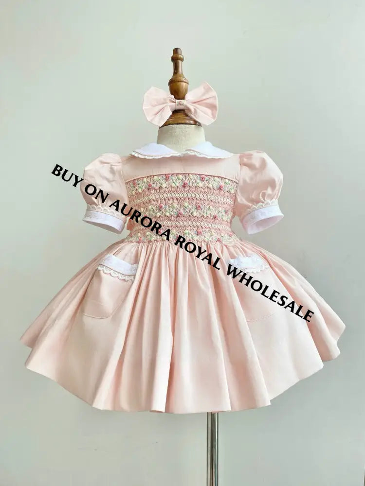 PRE-ORDER & GET NEXT WEEK‼️NEW🍁PACK OF 5 SIZES ISABELLA BABY ORANGE 🌸 HAND-SMOCKED🧵🪡DRESS PANTIES & HAIR ACCESSORIES🎀