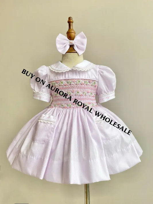 PRE-ORDER & GET NEXT WEEK‼️NEW🍁PACK OF 5 SIZES ISABELLA BABY PINK 🌸 HAND-SMOCKED🧵🪡DRESS PANTIES & HAIR ACCESSORIES🎀