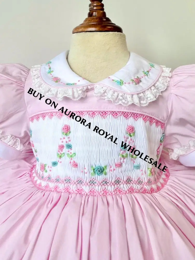 PRE-ORDER & GET NEXT WEEK‼️NEW PACK OF 5 SIZES 🌷MARY👑 PINK💞HAND-SMOCKED🧵🪡DRESS PANTIES & HAIR ACCESSORIES🎀