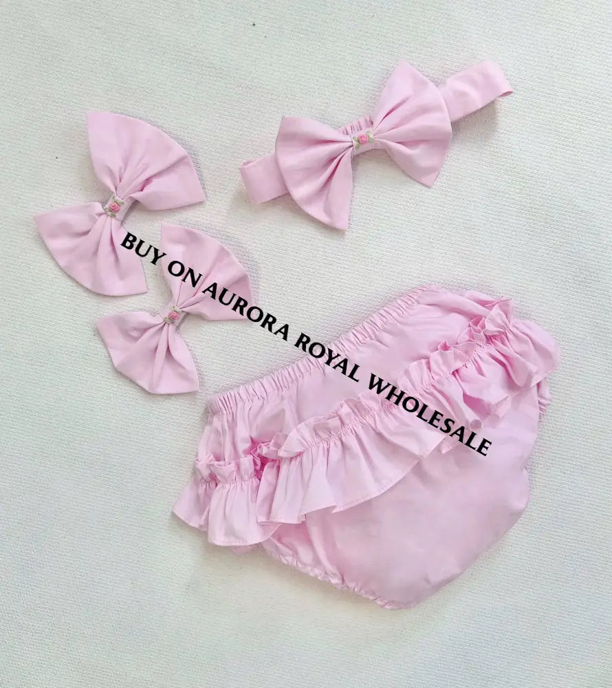 PRE-ORDER & GET NEXT WEEK‼️NEW PACK OF 5 SIZES 🌷MARY👑 PINK💞HAND-SMOCKED🧵🪡DRESS PANTIES & HAIR ACCESSORIES🎀
