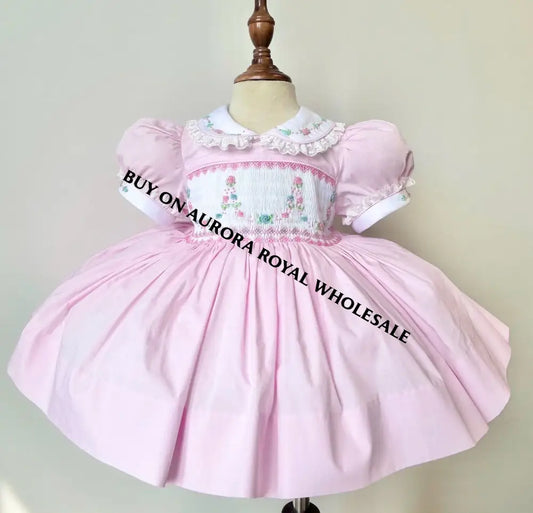 PRE-ORDER & GET NEXT WEEK‼️NEW PACK OF 5 SIZES 🌷MARY👑 PINK💞HAND-SMOCKED🧵🪡DRESS PANTIES & HAIR ACCESSORIES🎀