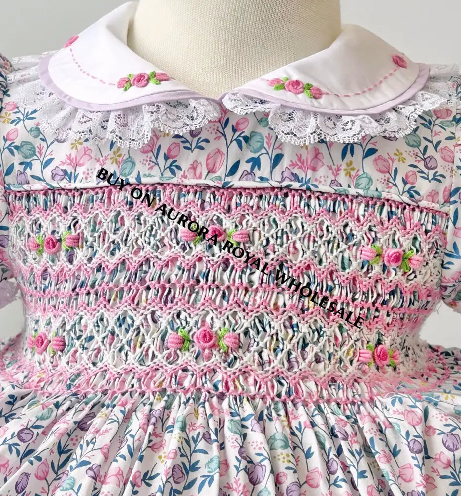 PRE-ORDER & GET NEXT WEEK🤩NEW PACK OF 7 SIZES 😍GARDEN PARTY🌷🌹COTTON HAND-SMOCKED🧵🪡DRESS,PANTIES & HAIR ACCESSORIES🎀