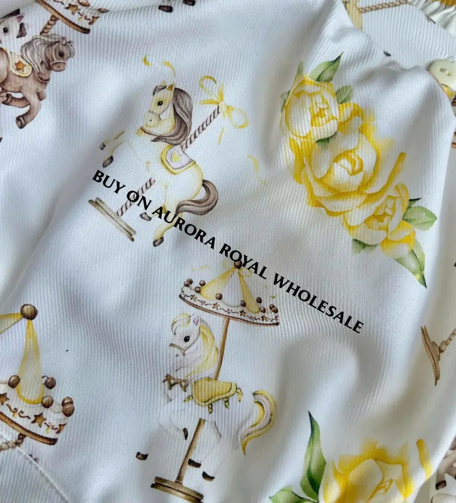 PRE-ORDER&GET NEXT WEEK‼️PACK OF 5 SIZES NEW☀️CAROUSEL🎠LEMON BABY BOY👼HAND-SMOCKED ROMPER/SUIT🧵🪡 BABY/TODDLER OUTFIT