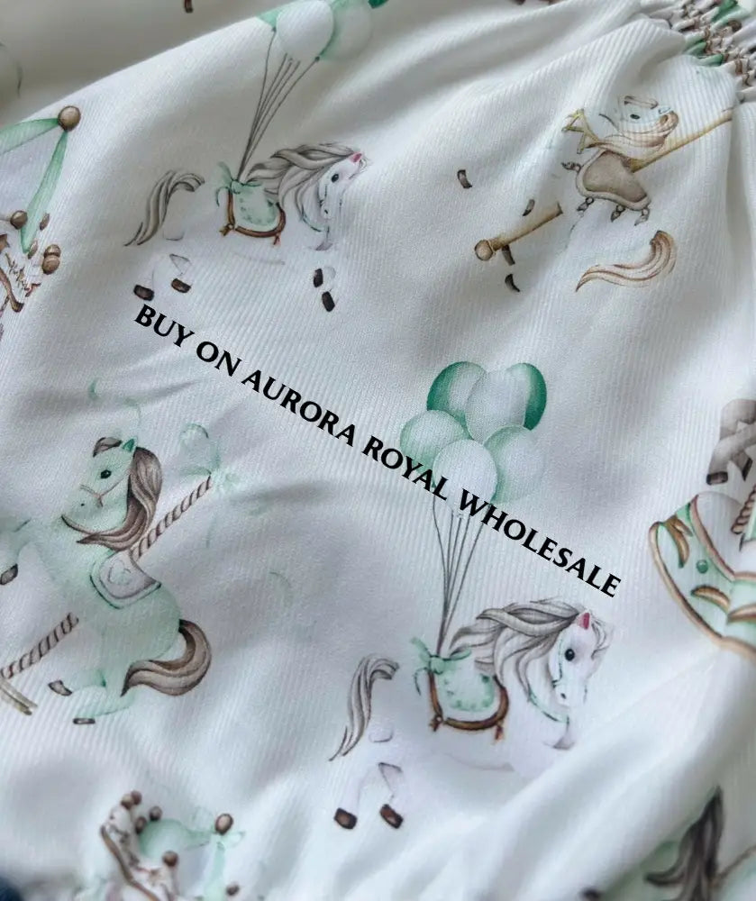 PRE-ORDER&GET NEXT WEEK‼️PACK OF 5 SIZES NEW☀️CAROUSEL🎠MINT BABY BOY👼HAND-SMOCKED ROMPER/SUIT🧵🪡 BABY/TODDLER OUTFIT