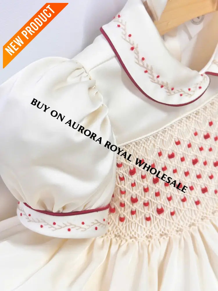 PRE-ORDER‼️NEW PACK OF 5 SIZES 🤩BELGRAVIA BISCUIT SILK/SATIN👑HAND-SMOCKED🧵🪡DRESS KNICKERS & BOWS OR HEADBAND 🎀