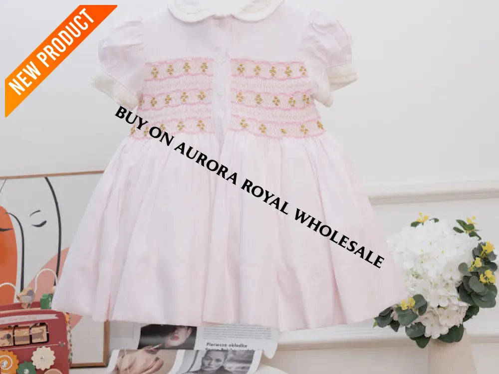 PRE ORDER‼️NEW🤩FREYA PASTEL PINK FRONT & BACK GLITTERING HAND SMOCKED🧵🪡DRESS,PANTIES & BOWS🎀 BABY/TODDLER DRESS