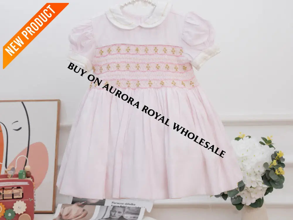 PRE ORDER‼️NEW🤩FREYA PASTEL PINK FRONT & BACK GLITTERING HAND SMOCKED🧵🪡DRESS,PANTIES & BOWS🎀 BABY/TODDLER DRESS