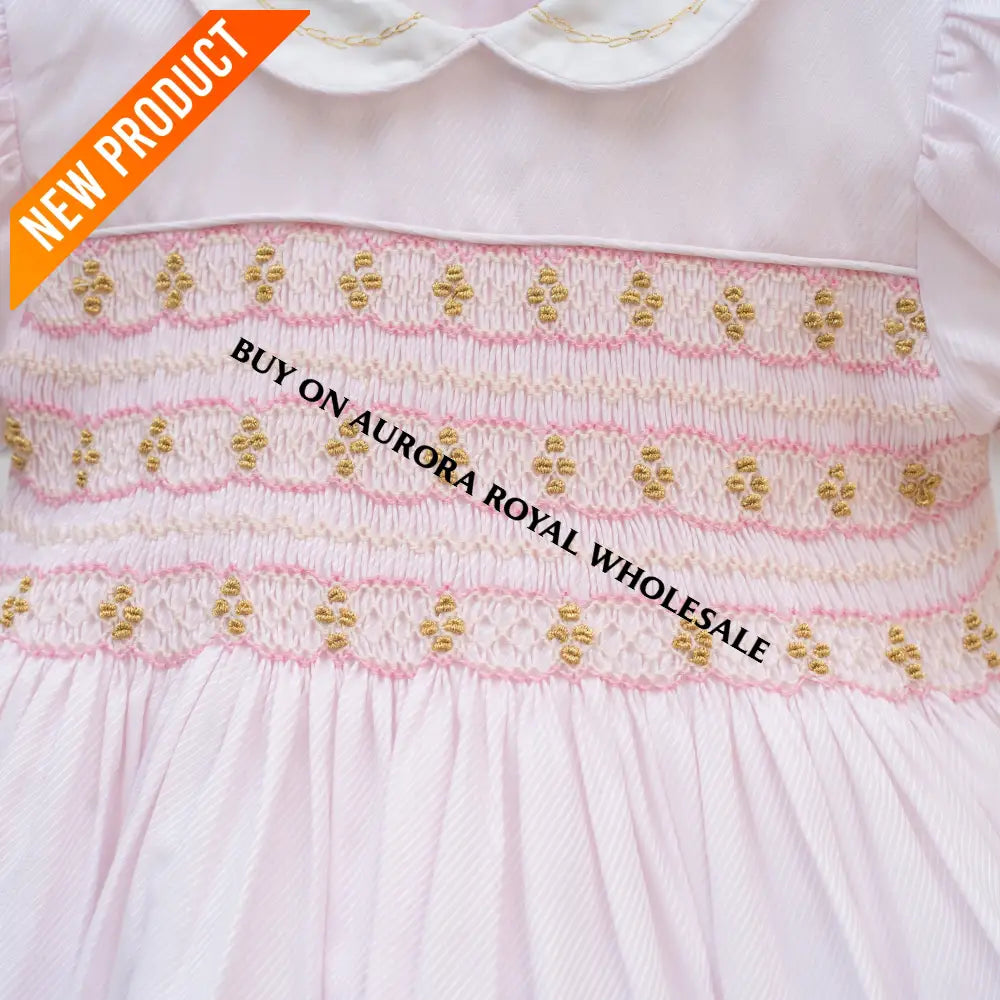 PRE ORDER‼️NEW🤩FREYA PASTEL PINK FRONT & BACK GLITTERING HAND SMOCKED🧵🪡DRESS,PANTIES & BOWS🎀 BABY/TODDLER DRESS