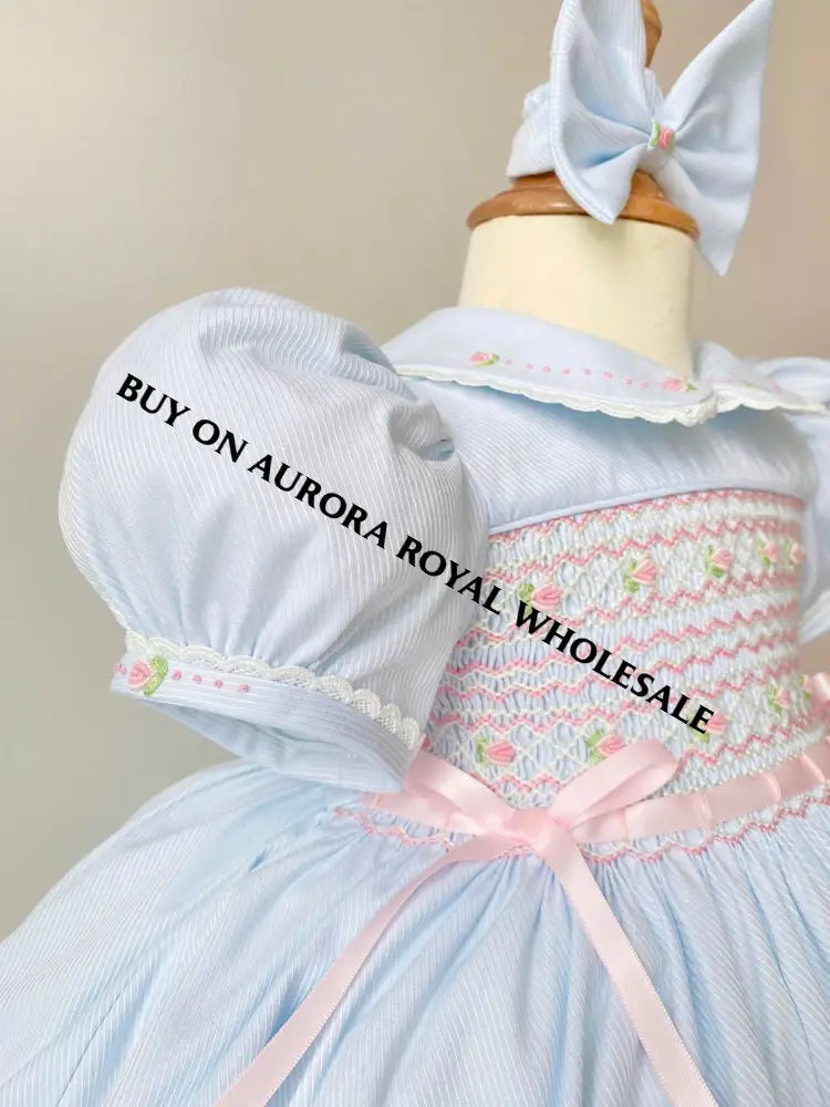 PRE-ORDER NOW & GET IT NEXT WEEK‼️NEW PACK OF 6 SIZES 🤩DELPHINA BLUE🦋HAND-SMOCKED🪡🧵👑GIRLS OUTFIT🎀 - BABY/TODDLER DRESS