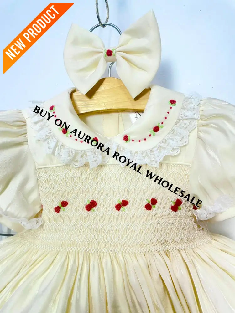 PRE-ORDER NOW & GET NEXT WEEK❣️NEW PACK OF 5 SIZES 🎄MELODY👼BISCUIT HAND-SMOCKED🧵🪡DRESS,BIB,BLOOMERS & HEADBAND OR
